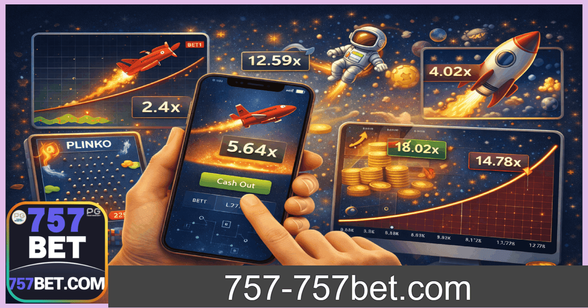 Jogo Crash 757BET com multiplicadores em tempo real no Brasil